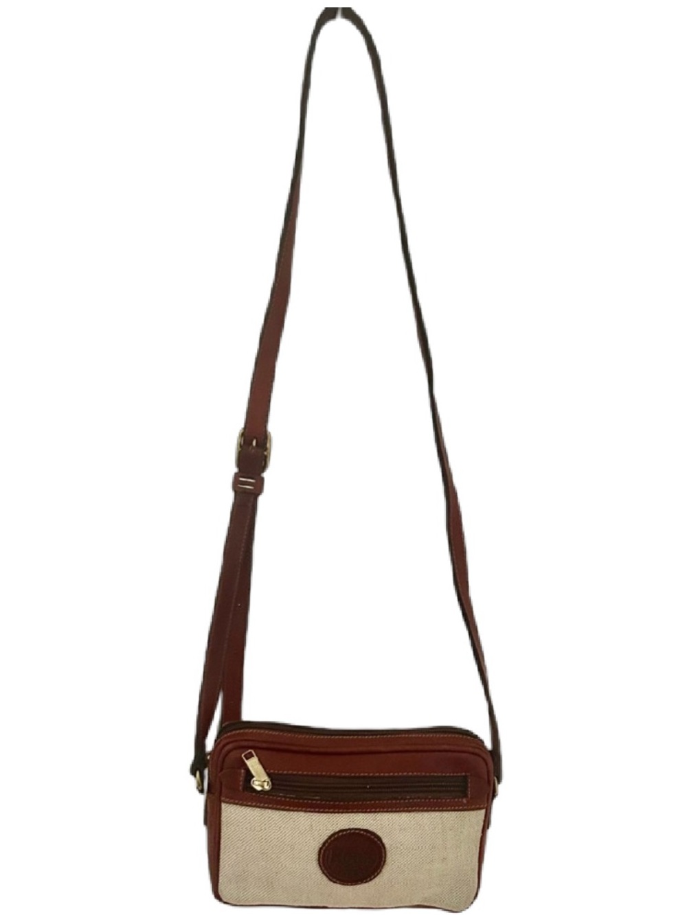 Vintage Roots Canada Genuine Leather & Canvas Crossbody Bag - Picture 2 of 13